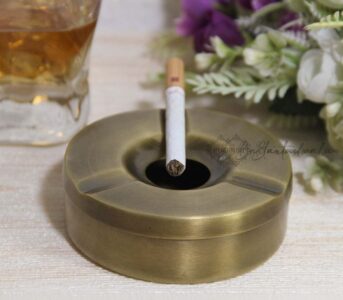Pure Brass Round Ashtray Antique Finish
