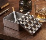 Aluminium Windproof Cigar Cigarette Ashtray 9 Grids Nickel Glossy