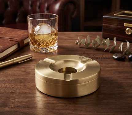 Pure Brass Round Ashtray - Glossy Finish