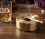 Pure Brass Round Ashtray - Glossy Finish