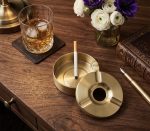 Pure Brass Round Ashtray - Glossy Finish