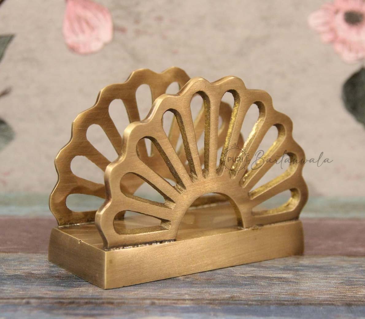 The Oriental Fan Brass Antique Tissue Napkin Holder