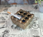 Pure Brass Ashtray, 9 Grids, Windproof Tabletop, Antique Finish
