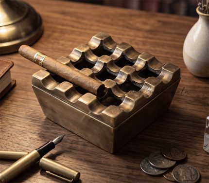 pure-brass-9-grid-windproof-ashtray-antique