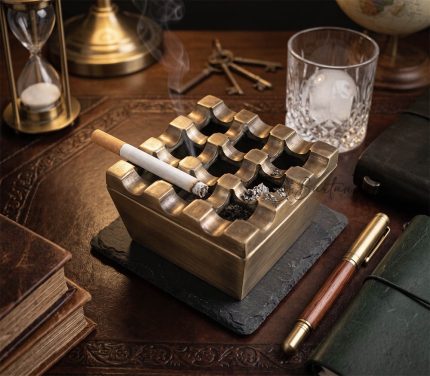 pure-brass-9-grid-windproof-ashtray-antique