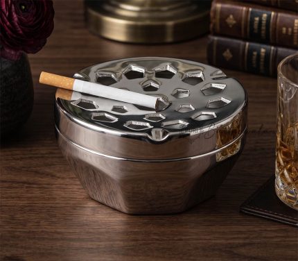 Aluminum Diamond Cigar/Cigarette Ashtray Nickel Glossy Finish
