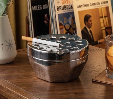 Aluminum Diamond Cigar/Cigarette Ashtray Nickel Glossy Finish