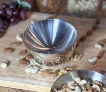 Nuts Snack Bowl Slanted Shape With Double Wall Hammered