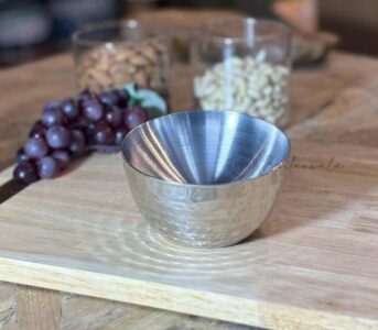 Nuts Snack Bowl Slanted Shape With Double Wall Hammered