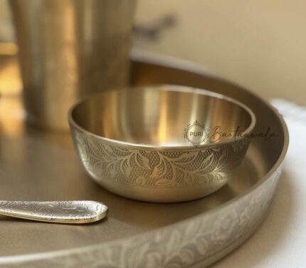 Indian Flower Kansa/Bronze Thali Set