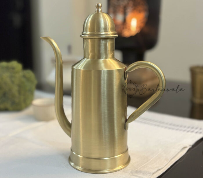 Brass Oil Bottle Inside Tin/Kalai Plating And Outside Matt Finish