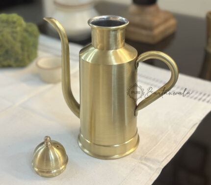 Brass Oil Bottle Inside Tin/Kalai Plating And Outside Matt Finish