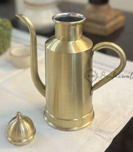 Brass Oil Bottle Inside Tin/Kalai Plating And Outside Matt Finish