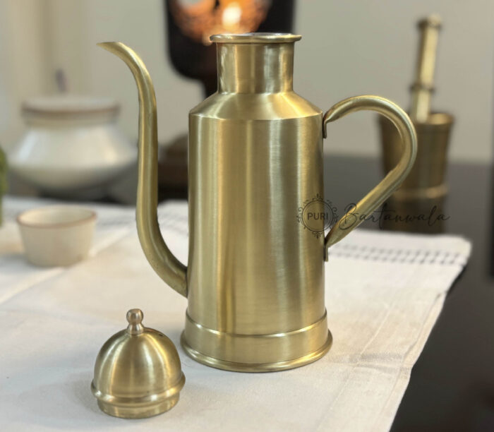 Brass Oil Bottle Inside Tin/Kalai Plating And Outside Matt Finish