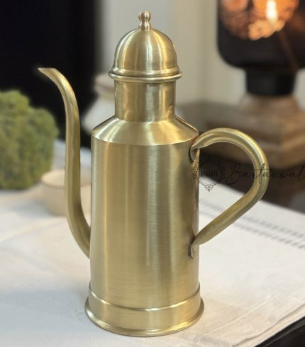 Brass Oil Bottle Inside Tin/Kalai Plating And Outside Matt Finish