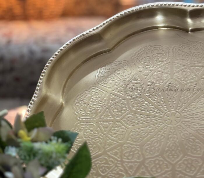 Brass Flower Tray - Arabic Design