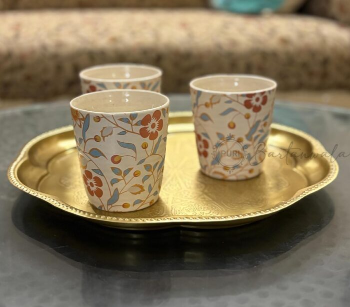 Brass Flower Tray - Arabic Design
