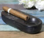 Marble Cigar Ashtray Single Notch-Black