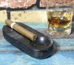 Marble Cigar Ashtray Single Notch-Black