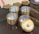 Vintage Style 4-Tier Pure Brass Tiffin Lunch Box with Inner Tin Lining & Spoon