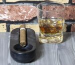 Marble Cigar Ashtray Single Notch-Black