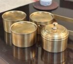Vintage Style 4-Tier Pure Brass Tiffin Lunch Box with Inner Tin Lining & Spoon
