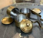 Vintage Style 4-Tier Pure Brass Tiffin Lunch Box with Inner Tin Lining & Spoon