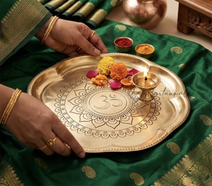 Brass Pooja Thali with Om Design