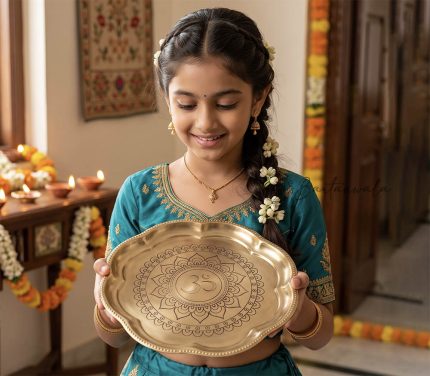Brass Pooja Thali with Om Design