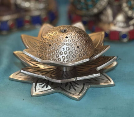 Pure Brass (Pital) Incense Holder – Lotus Flower Design