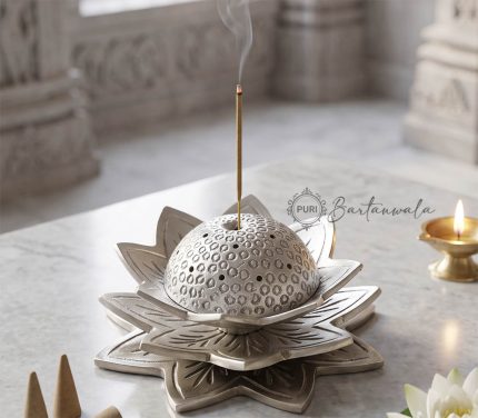 Pure Brass (Pital) Incense Holder – Lotus Flower Design