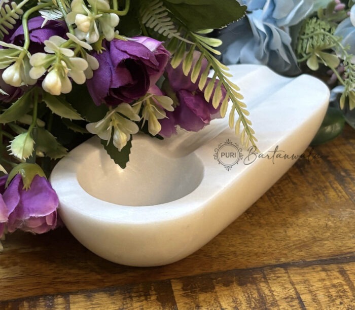 Marble Cigar Ashtray Single Notch-White