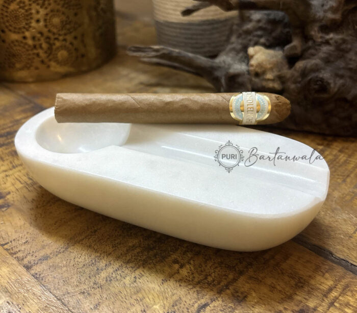 Marble Cigar Ashtray Single Notch-White