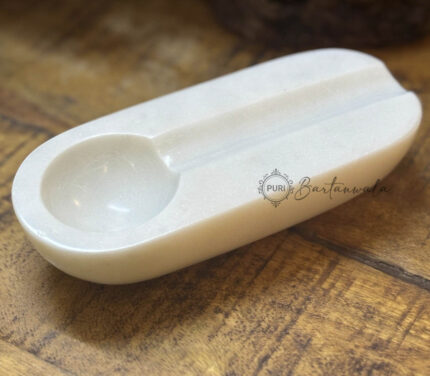 Marble Cigar Ashtray Single Notch-White