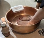 Pure Copper Hammered Pedicure Foot Bowl for Spa Matt Finish