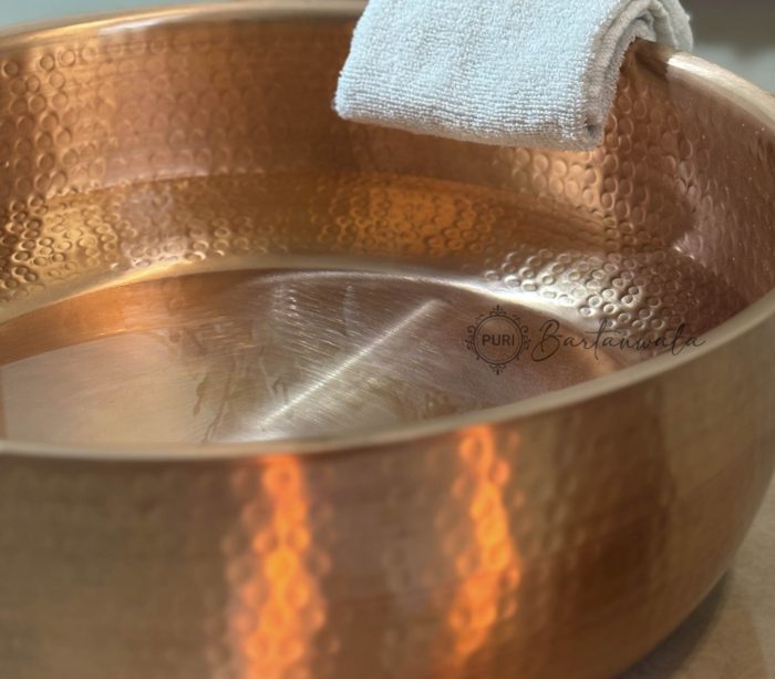 Pure Copper Hammered Pedicure Foot Bowl for Spa Matt Finish
