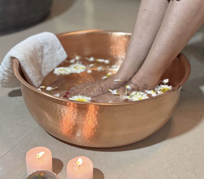 Pure Copper Hammered Pedicure Foot Bowl for Spa Matt Finish