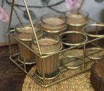 Durbari Chai Stand – 6 Glass Holder, Brass Finish Steel