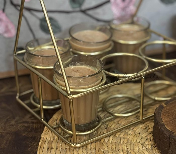 Durbari Chai Stand – 6 Glass Holder, Brass Finish Steel