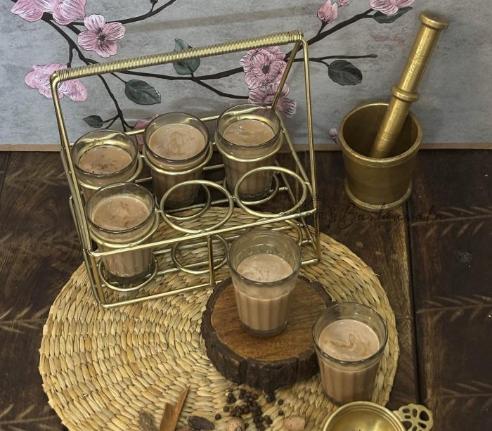 Durbari Chai Stand – 6 Glass Holder, Brass Finish Steel