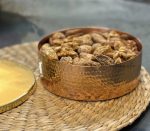 Pure Copper Hammered Dry Fruit & Dates Container with Brass Lid
