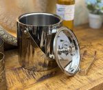 Wood Log Ice Bucket 1500ml – Stainless Steel with Tong