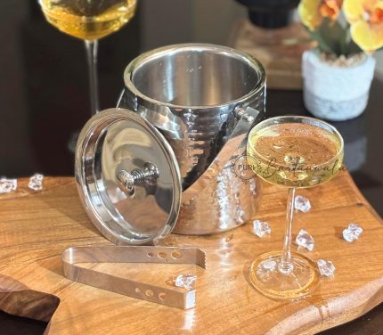 Prima Stainless Steel Ice Bucket 1500ml – Hammered with Tong