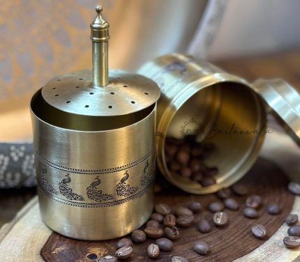 Brass South Indian Coffee Filter – 250ml Indian Peacock