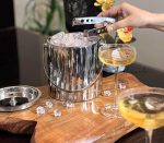 Wood Log Ice Bucket 1500ml – Stainless Steel with Tong