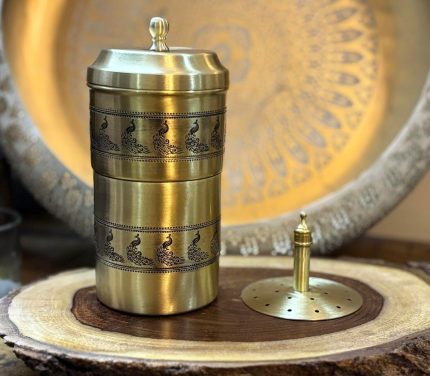 Brass South Indian Coffee Filter – 250ml Indian Peacock