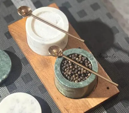 Marble Salt & Pepper Set – Green White with Rose Gold