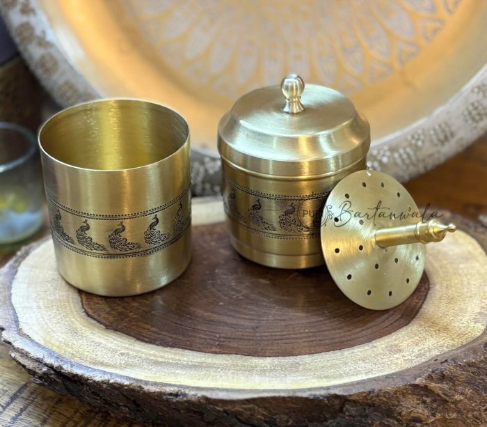 Brass South Indian Coffee Filter – 250ml Indian Peacock