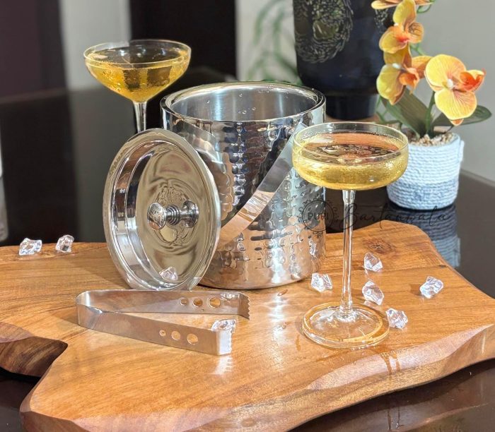 Prima Stainless Steel Ice Bucket 1500ml – Hammered with Tong