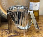 Wood Log Ice Bucket 1500ml – Stainless Steel with Tong